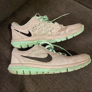 grey and green nikes